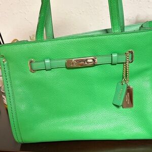 Coach Vibrant Green Leather Satchel